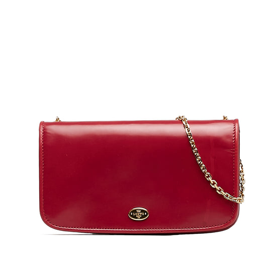 Patent Leather Chain Wallet Red - Gaby Paris