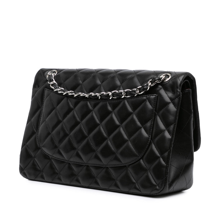 Jumbo Classic Lambskin Double Flap Black - Gaby Paris