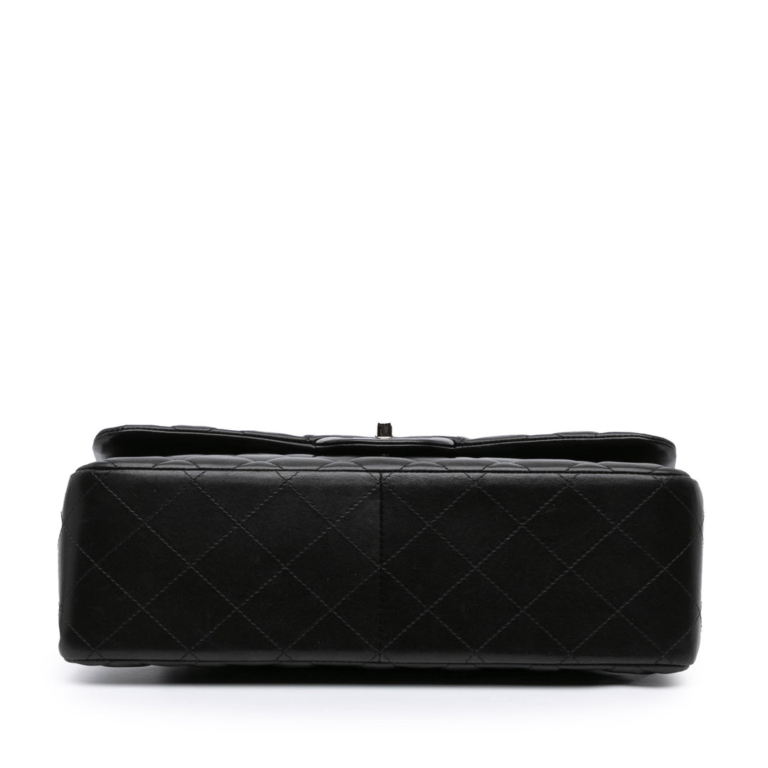 Jumbo Classic Lambskin Double Flap Black - Gaby Paris