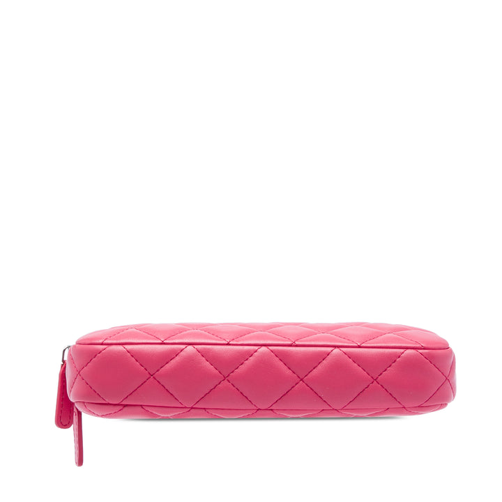 Chanel CC Matelassé Cuir d'agneau Double Zip Pochette avec chaîne