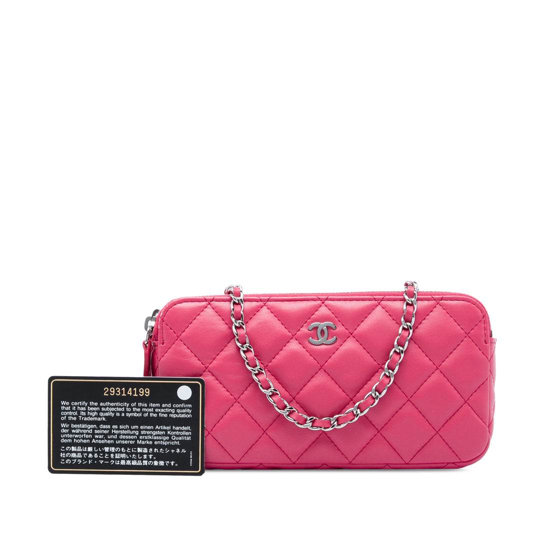 Chanel CC Matelassé Cuir d'agneau Double Zip Pochette avec chaîne