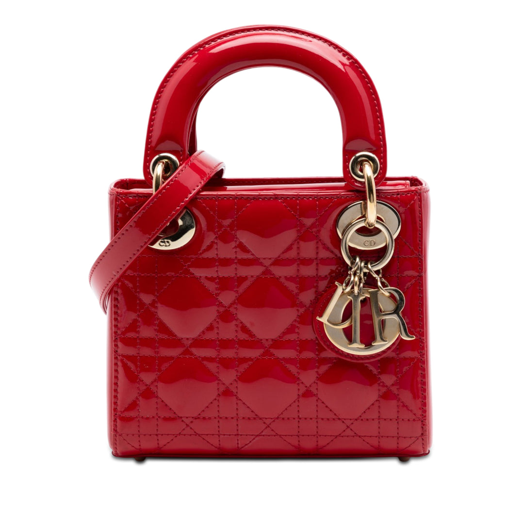 Dior Mini Cuir verni Cannage Lady Dior