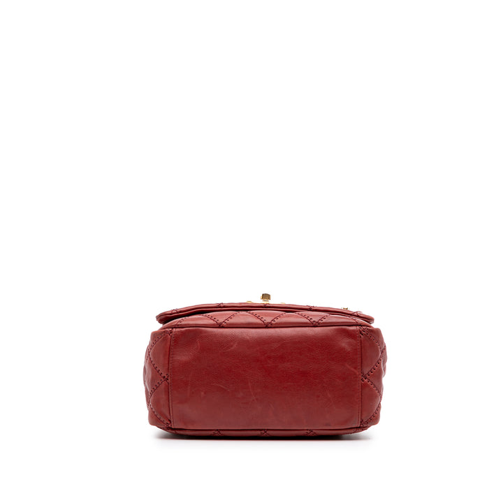 Quilted Calfskin Retro Chain Camera Flap Red - Gaby Paris