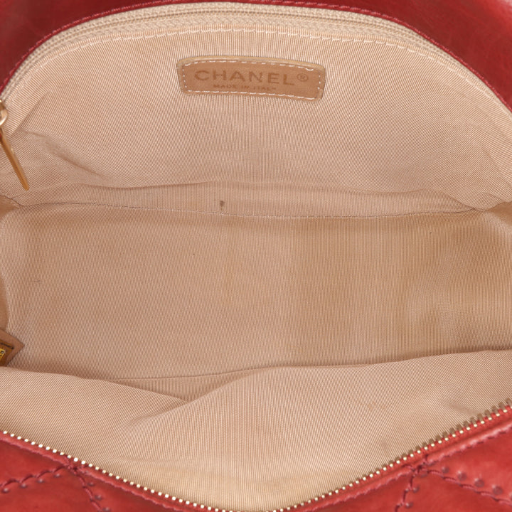 Quilted Calfskin Retro Chain Camera Flap Red - Gaby Paris