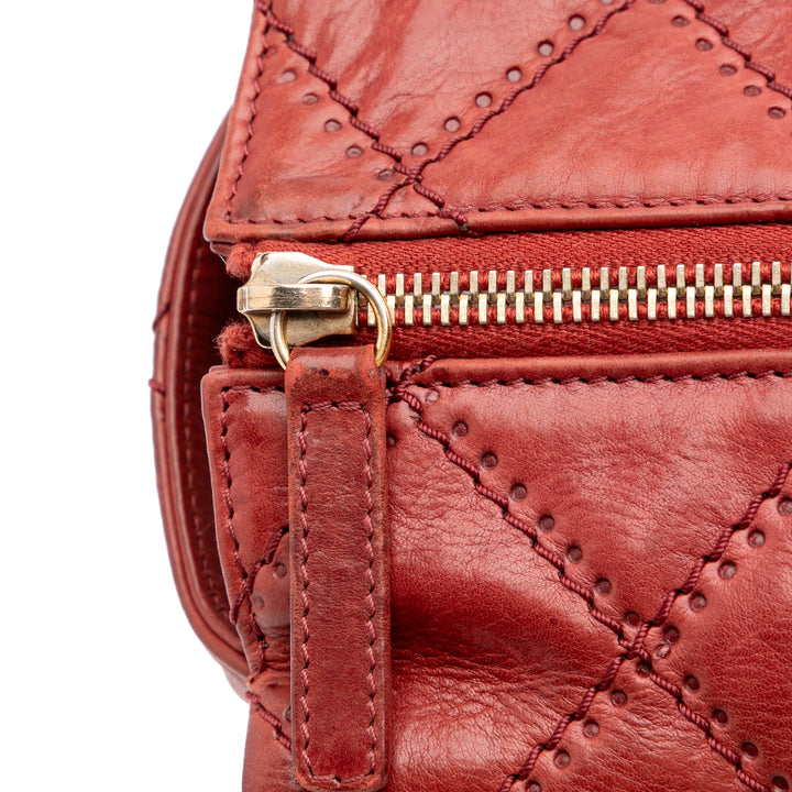 Quilted Calfskin Retro Chain Camera Flap Red - Gaby Paris