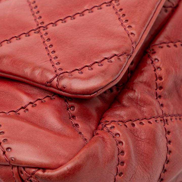 Quilted Calfskin Retro Chain Camera Flap Red - Gaby Paris