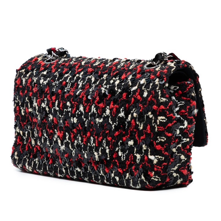 Chanel Medium Classic Sequinsed Tweed Double rabat Noir – GABY PARIS Authentique