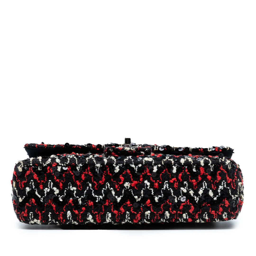 Chanel Medium Classic Tweed Sequinss Double rabat Noir – GABY PARIS Authentique