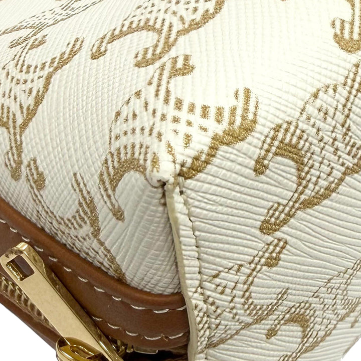 Triomphe Pochette avec chaîne Triomphe enduite Blanc
