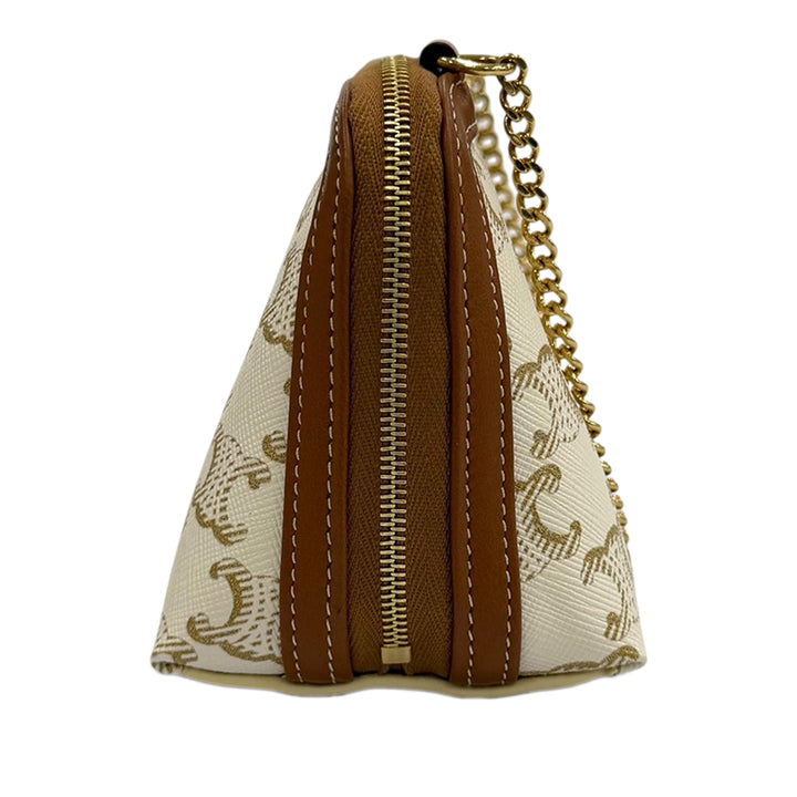 Triomphe Pochette avec chaîne Triomphe enduite Blanc