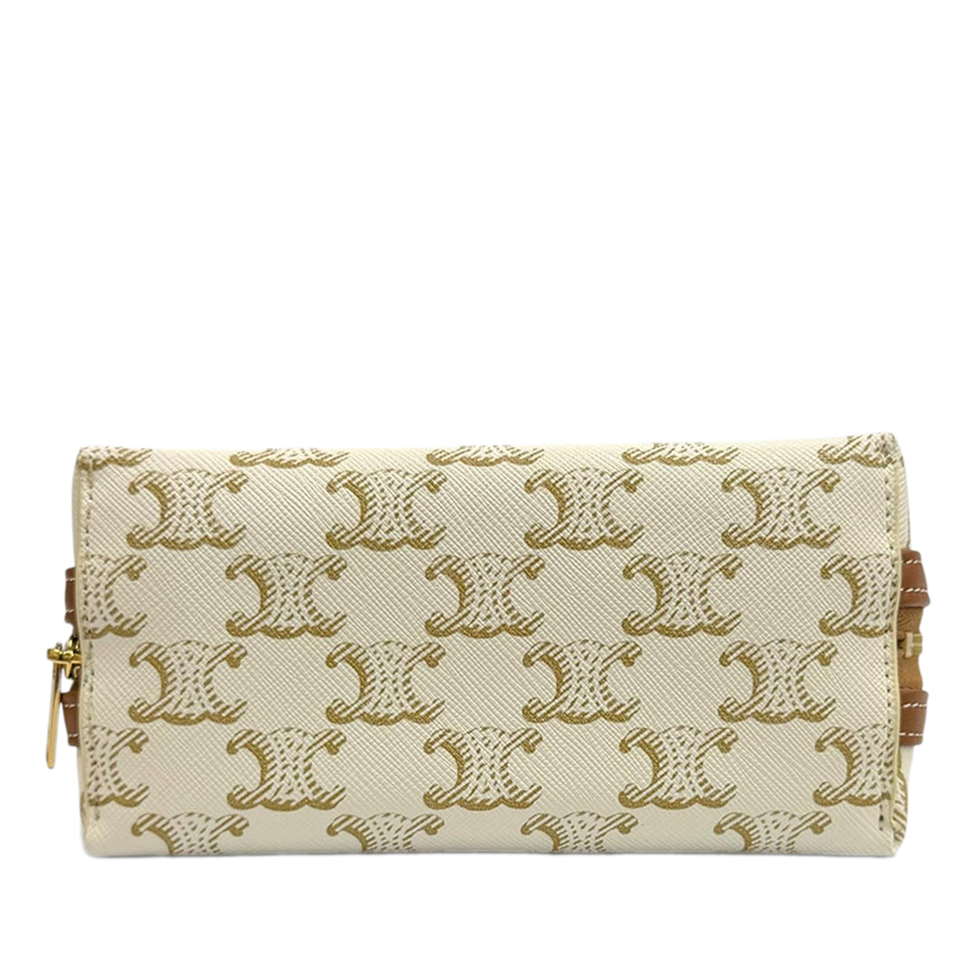 Triomphe Pochette avec chaîne Triomphe enduite Blanc