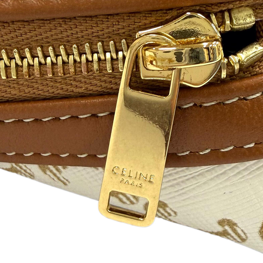 Triomphe Pochette avec chaîne Triomphe enduite Blanc