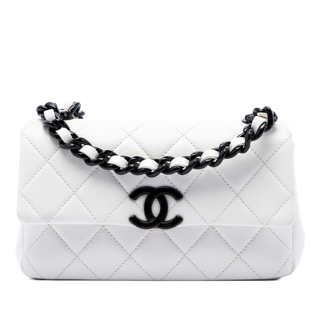 Chanel Matelassé My Everything à rabat Petit Cuir caviar Blanc – vue principale – GABY PARIS