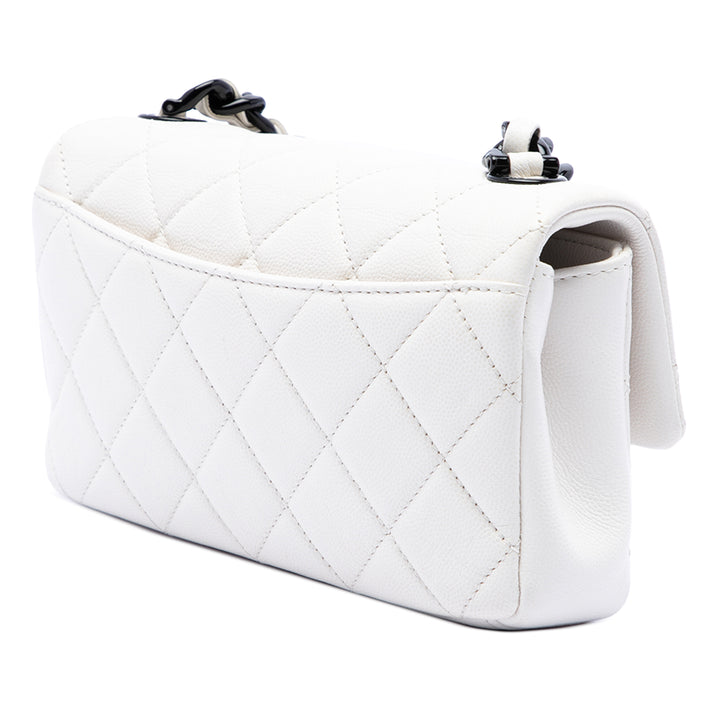 Chanel Matelassé My Everything à rabat Petit Cuir caviar Blanc – vue 2 – GABY PARIS