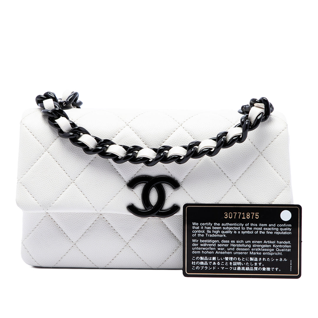 Chanel Matelassé My Everything à rabat Petit Cuir caviar Blanc – vue 7 – GABY PARIS