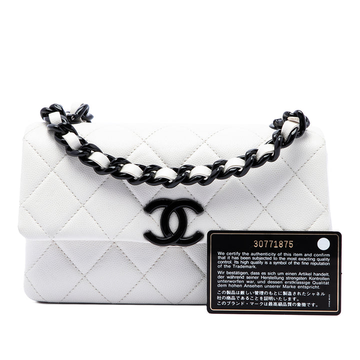 Chanel Matelassé My Everything à rabat Petit Cuir caviar Blanc – vue 7 – GABY PARIS
