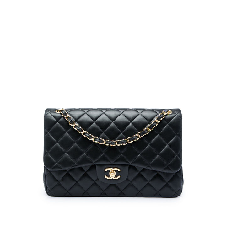 Chanel Classic Double rabat Jumbo Cuir d'agneau Noir – vue principale – GABY PARIS
