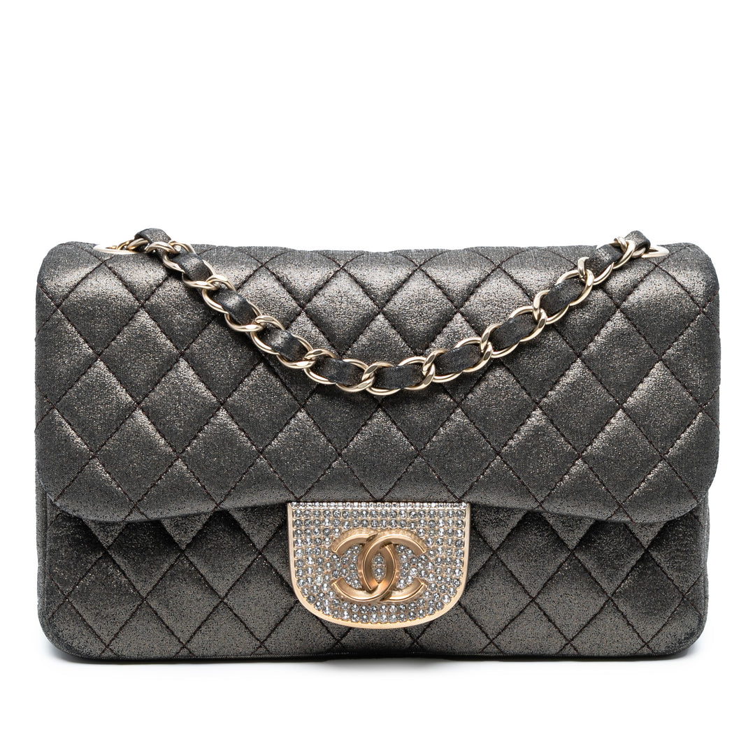 Chanel Small Quilted Iridescent Cuir de veau Crystal Simple rabat Noir – GABY PARIS Authentique