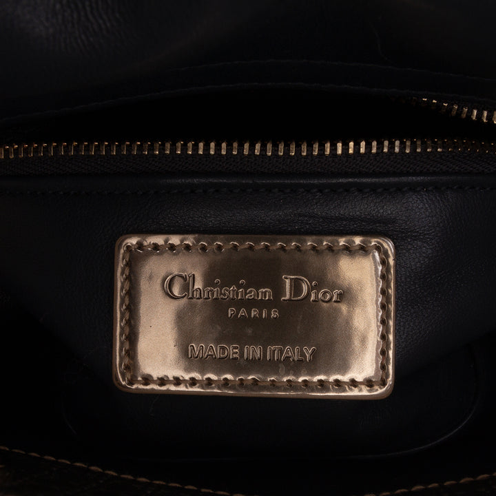 Métallisé Microcannage Lady Dior Mini Doré