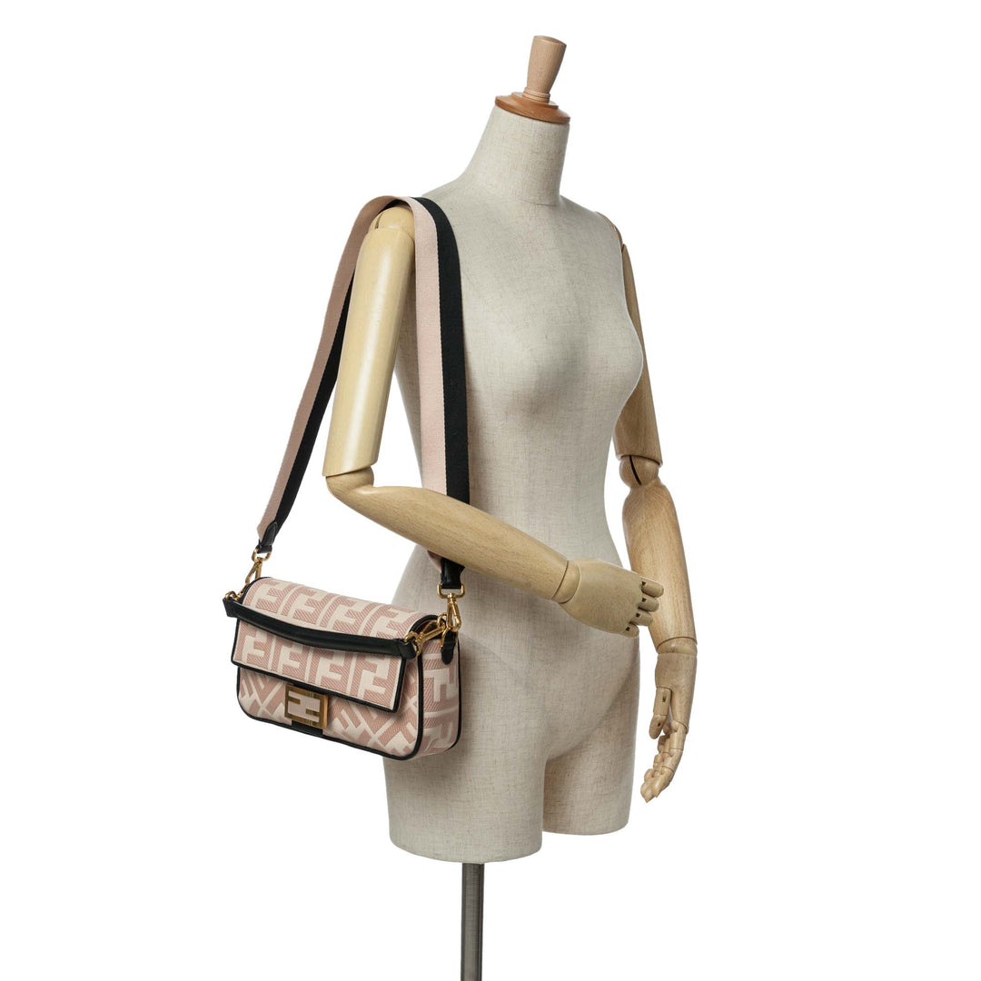 Zucca Embroidered Canvas Baguette Satchel Pink - Gaby Paris