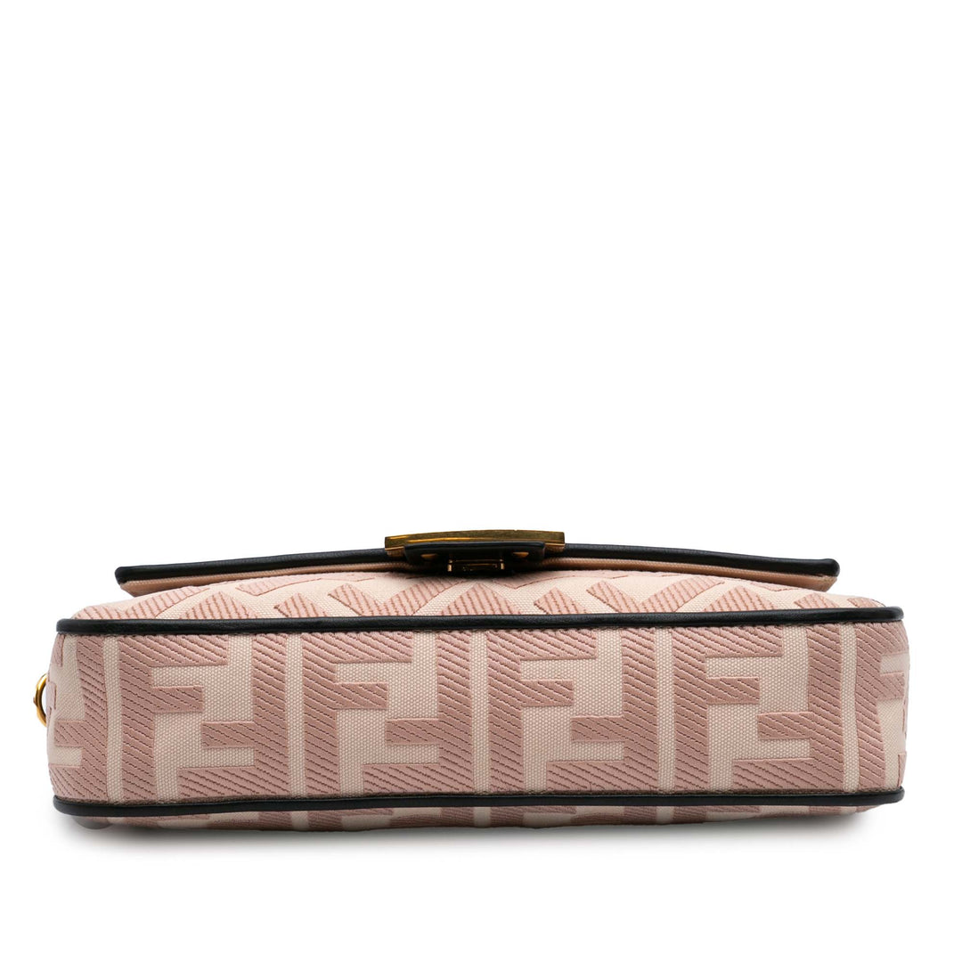 Zucca Embroidered Canvas Baguette Satchel Pink - Gaby Paris