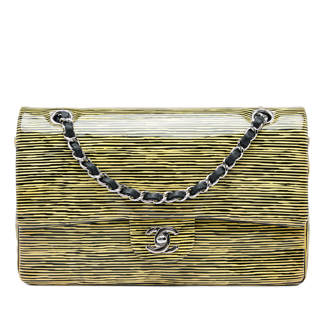 Chanel Classic Rayé Double rabat Moyen Jaune – vue principale – GABY PARIS