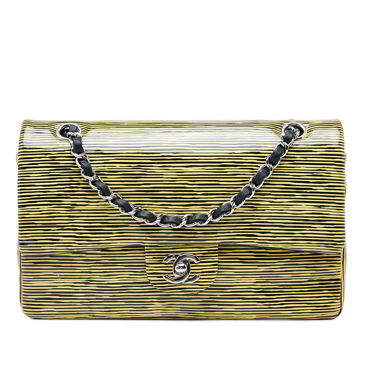 Chanel Classic Rayé Double rabat Moyen Jaune – vue principale – GABY PARIS