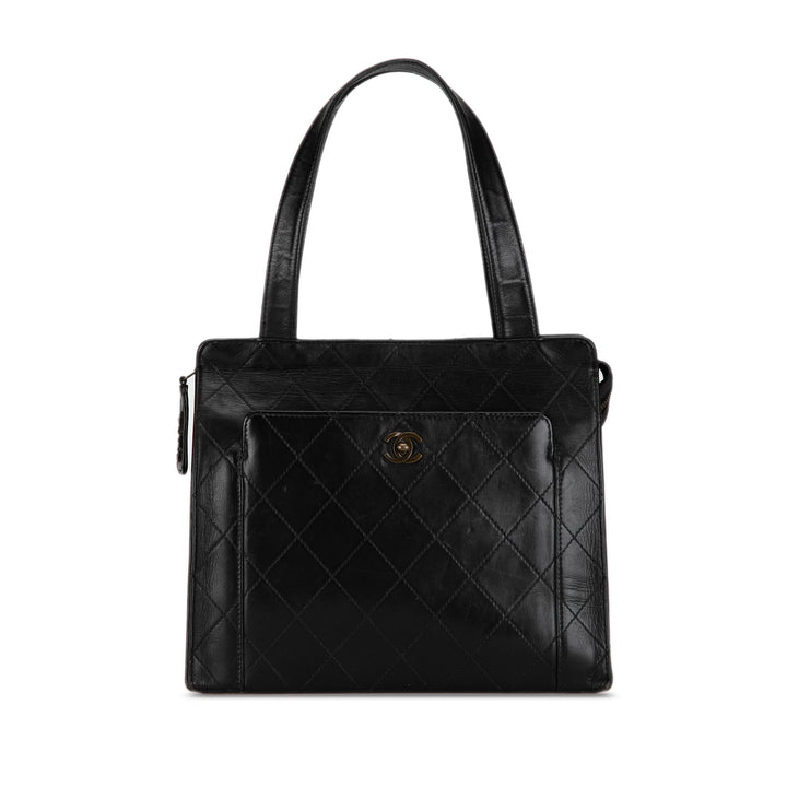 CC Quilted Calfskin Tote Black - Gaby Paris