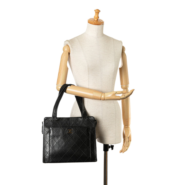 CC Quilted Calfskin Tote Black - Gaby Paris