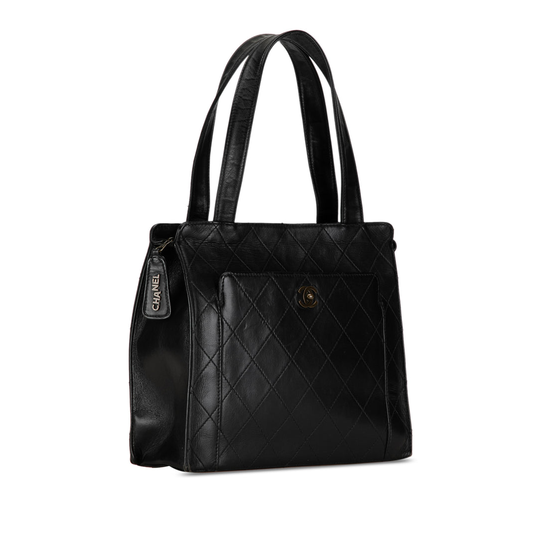 CC Quilted Calfskin Tote Black - Gaby Paris