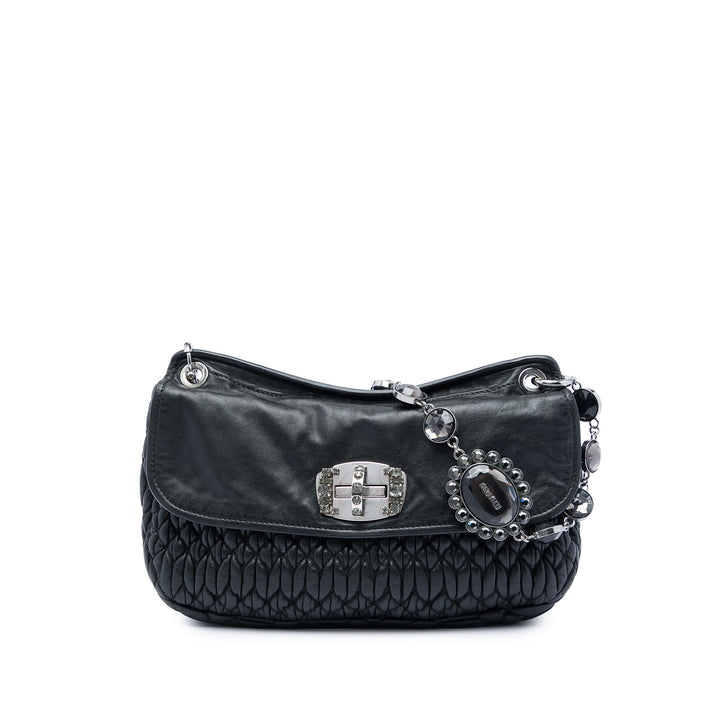 Miu Miu Matelasse Cristal à rabat Sac Cuir nappa