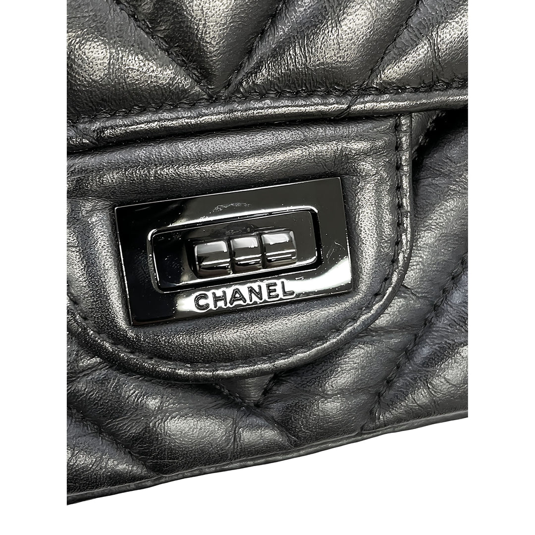 Chanel Chevron So Reissue 2.55 Double rabat 225 Cuir d'agneau Noir – vue 13 – GABY PARIS