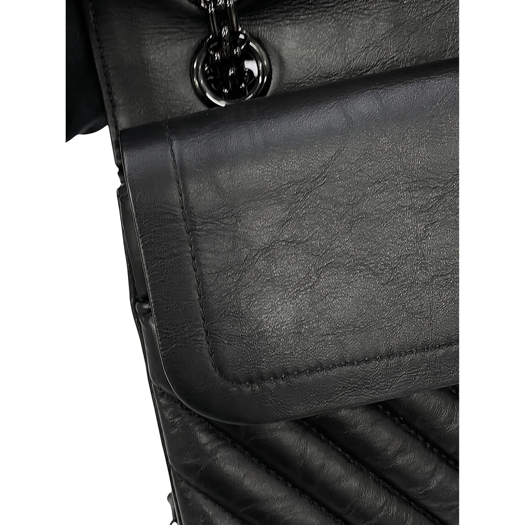 Chanel Chevron So Reissue 2.55 Double rabat 225 Cuir d'agneau Noir – vue 9 – GABY PARIS