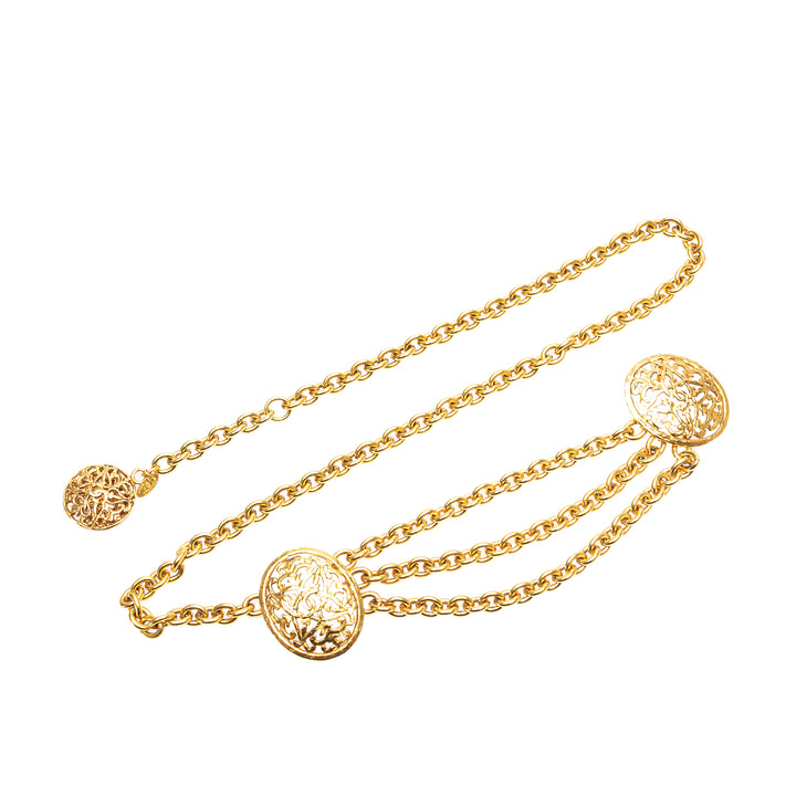 CC Gold Plated Medallion Chain Link Belt Gold - Gaby Paris