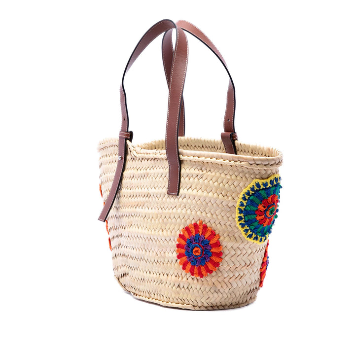 LOEWE Large brodé Raffia Basket Cabas