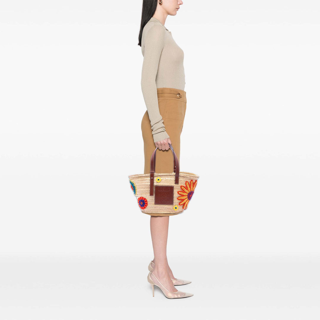 LOEWE Large brodé Raffia Basket Cabas