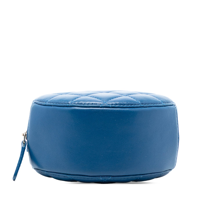 Chanel CC Matelassé Cuir d’agneau Perle Crush Rond Pochette avec chaîne