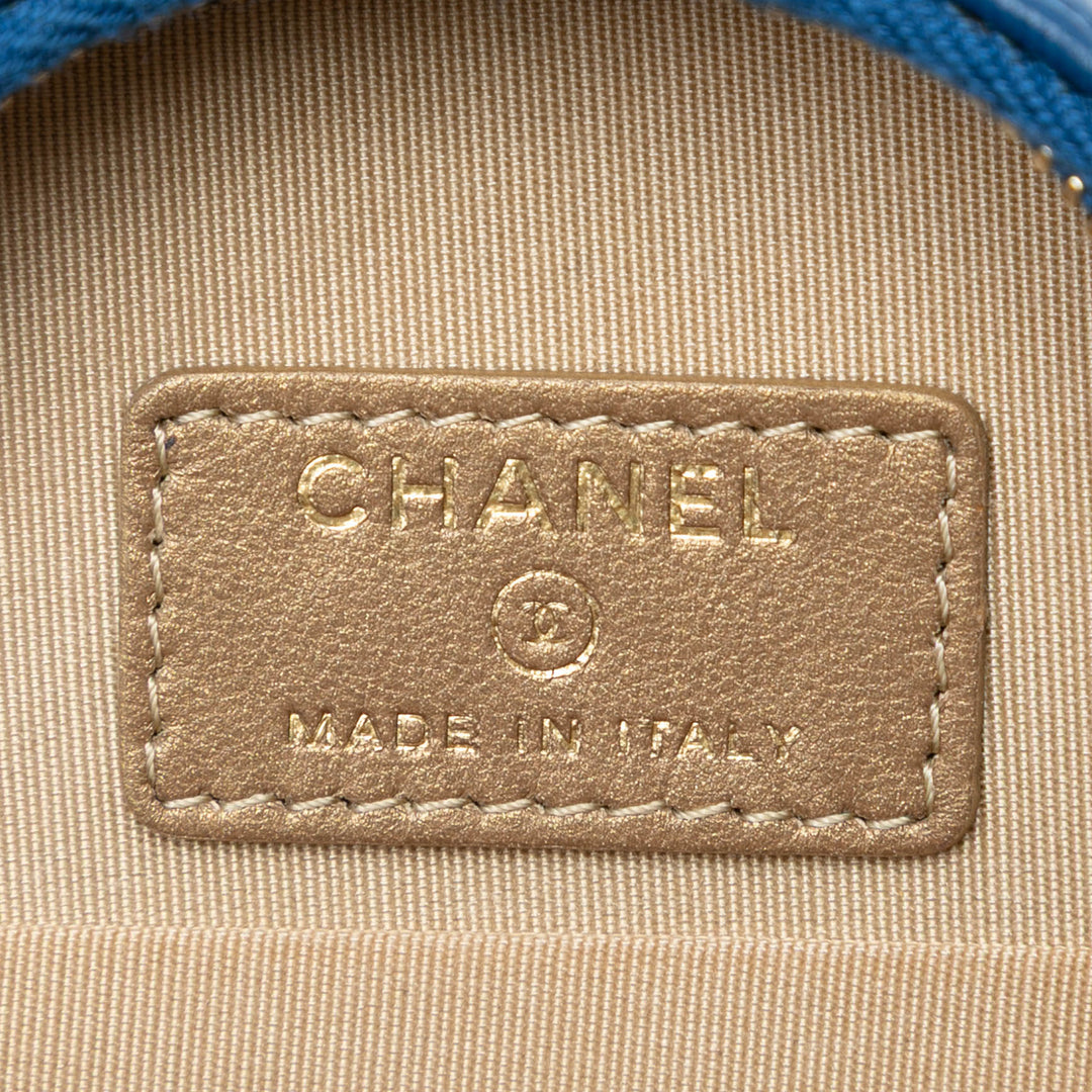 Chanel CC Matelassé Cuir d’agneau Perle Crush Rond Pochette avec chaîne