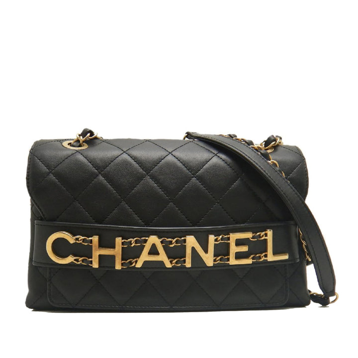 Chanel Medium Matelassé Cuir d'agneau Logo Enchained à rabat