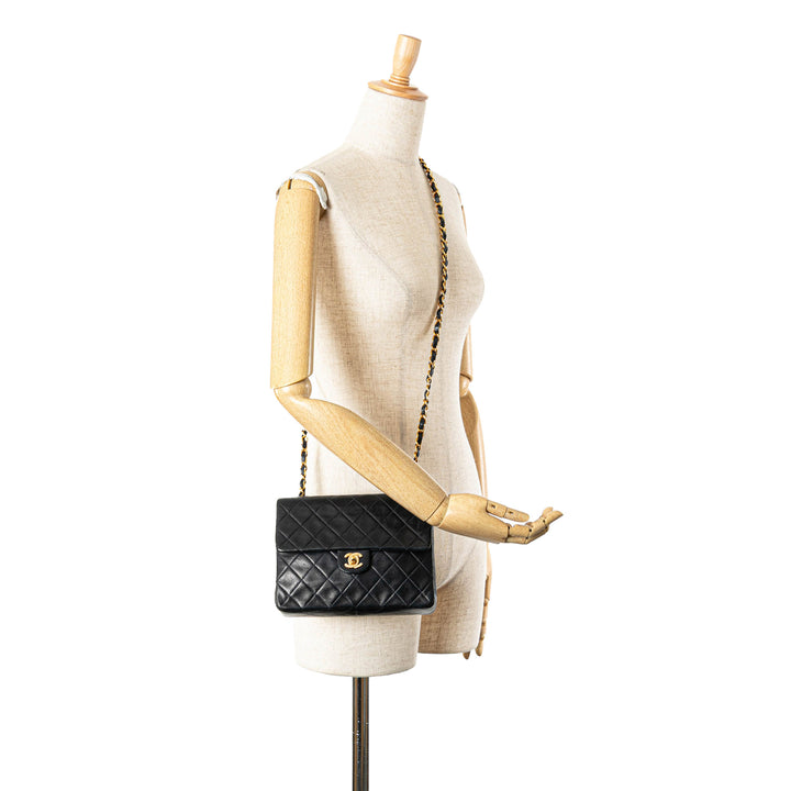 Mini Classic Lambskin Single Flap Black - Gaby Paris
