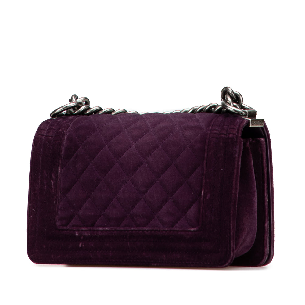 Small Quilted Velvet Boy Flap Purple - Gaby Paris