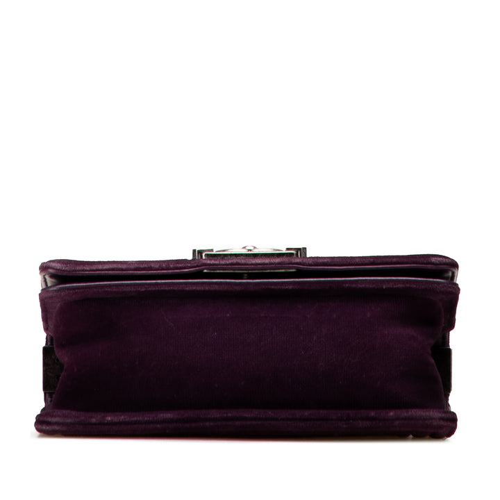 Small Quilted Velvet Boy Flap Purple - Gaby Paris