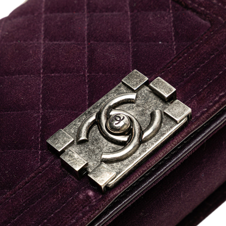 Small Quilted Velvet Boy Flap Purple - Gaby Paris