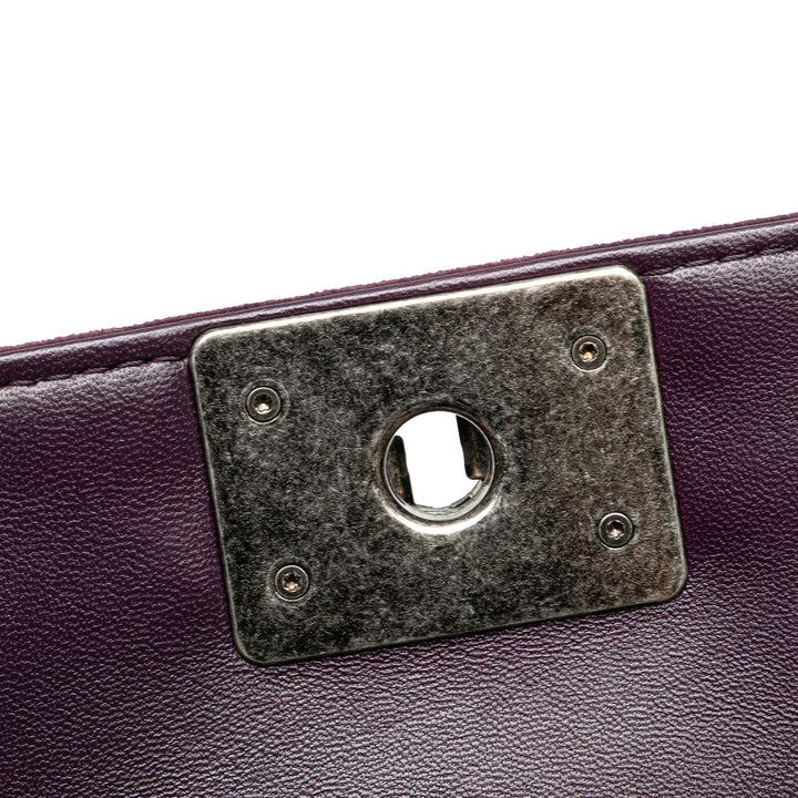 Small Quilted Velvet Boy Flap Purple - Gaby Paris