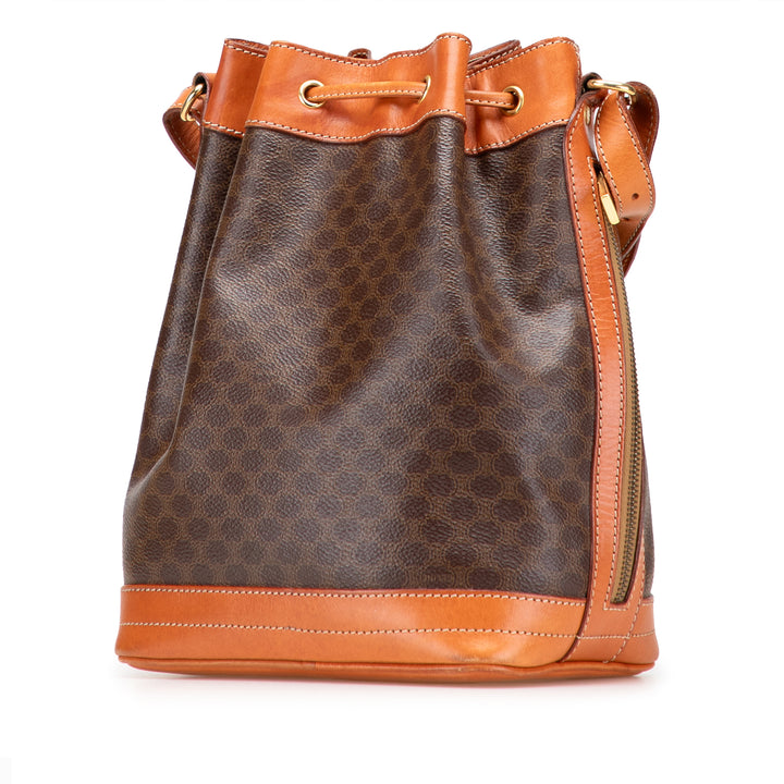 Macadam Coated Canvas Drawstring Bucket Bag Brown - Gaby Paris