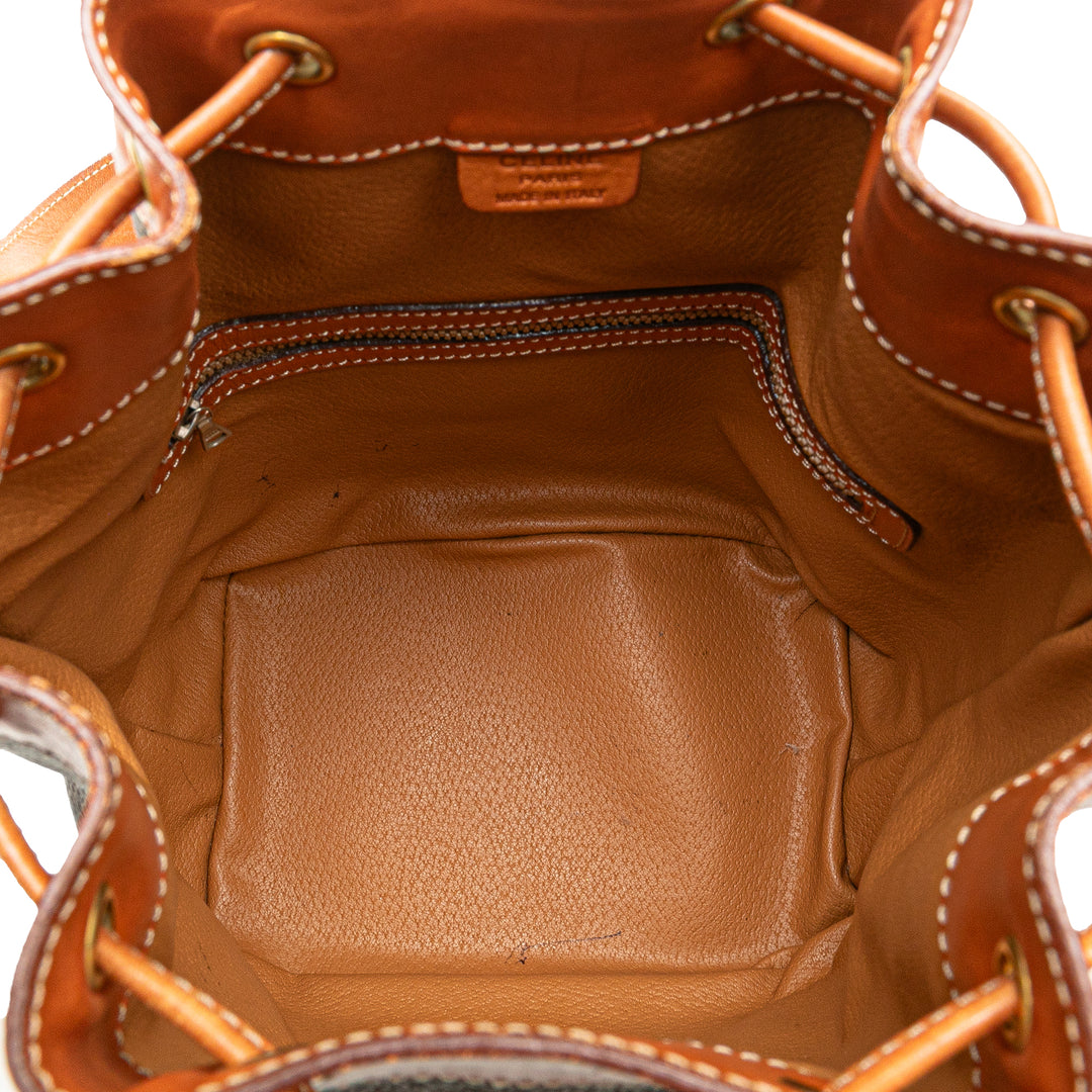 Macadam Coated Canvas Drawstring Bucket Bag Brown - Gaby Paris