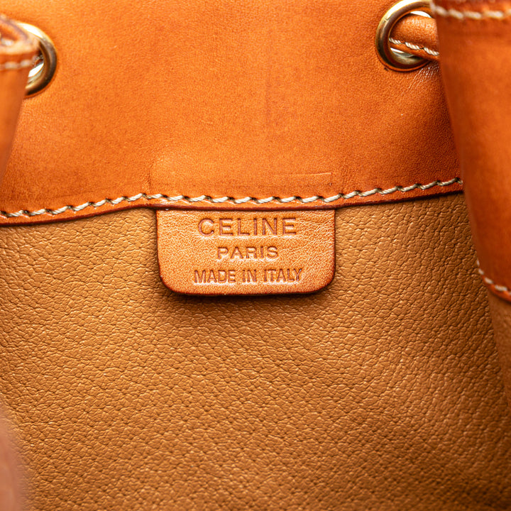 Macadam Coated Canvas Drawstring Bucket Bag Brown - Gaby Paris