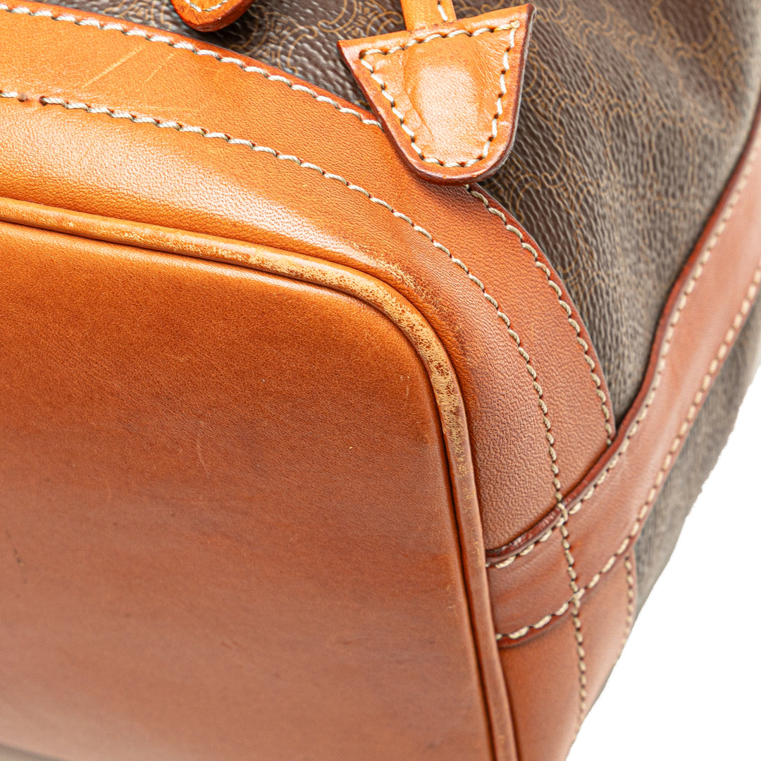 Macadam Coated Canvas Drawstring Bucket Bag Brown - Gaby Paris