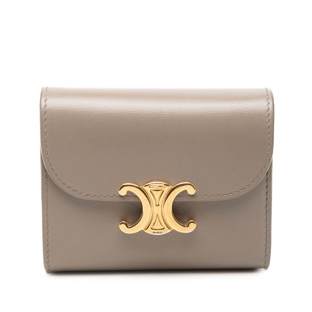 Celine brillant Cuir de veau Triomphe à rabat Small Portefeuille