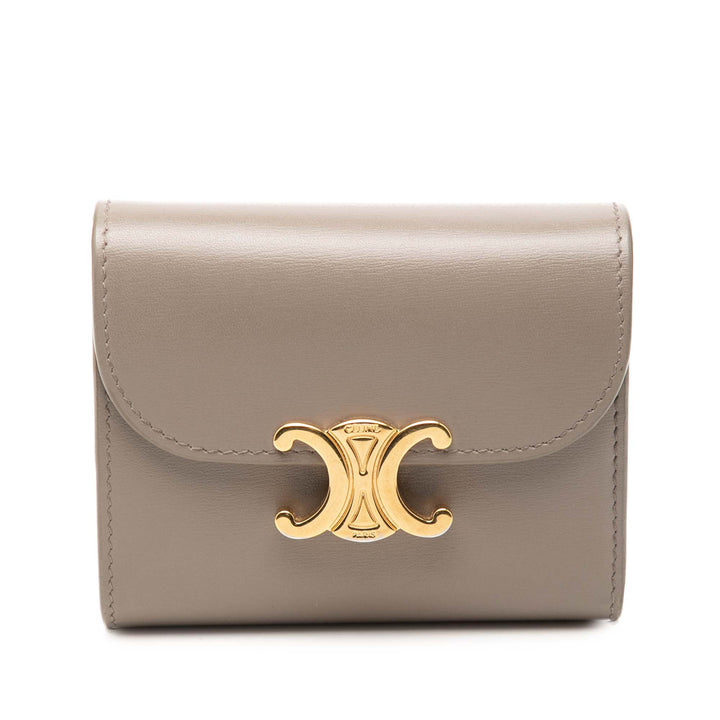 Celine brillant Cuir de veau Triomphe à rabat Small Portefeuille